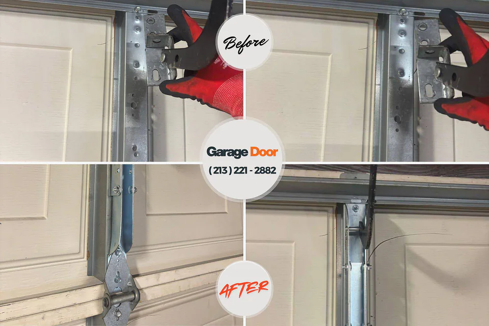 Before and after: garage door repair Evansville, WY